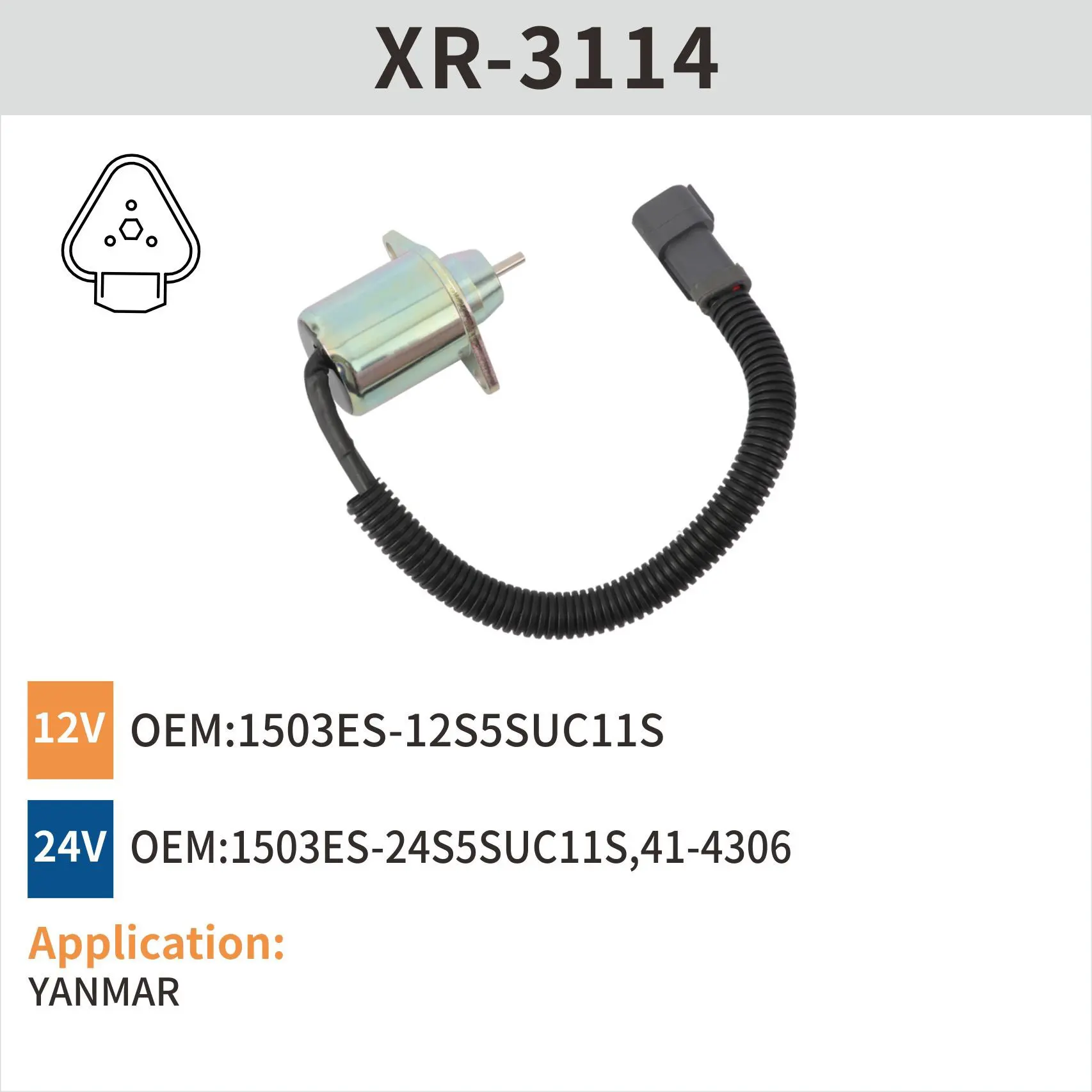1503ES-12S5SUC11 Stop Solenoide for Yanmar Thermo King 12V